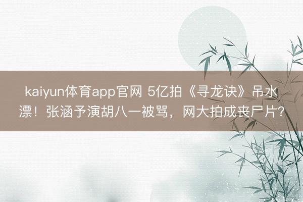 kaiyun体育app官网 5亿拍《寻龙诀》吊水漂！张涵予演胡八一被骂，网大拍成丧尸片？