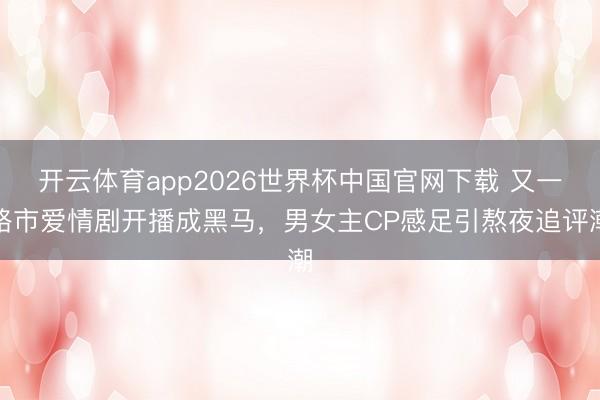 开云体育app2026世界杯中国官网下载 又一路市爱情剧开播成黑马，男女主CP感足引熬夜追评潮