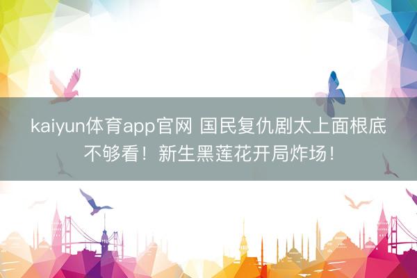 kaiyun体育app官网 国民复仇剧太上面根底不够看！新生黑莲花开局炸场！