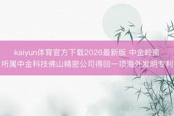 kaiyun体育官方下载2026最新版 中金岭南所属中金科技佛山精密公司得回一项海外发明专利